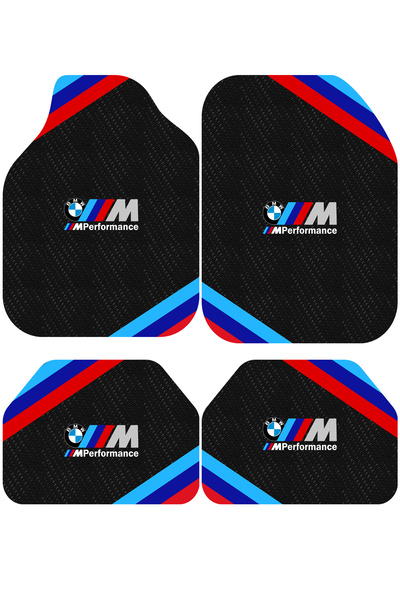 Pixel Dizayn BMW Logolu Oto Halı Paspas 4 Parça Set Kaymaz Dot Taban Siyah Ar...