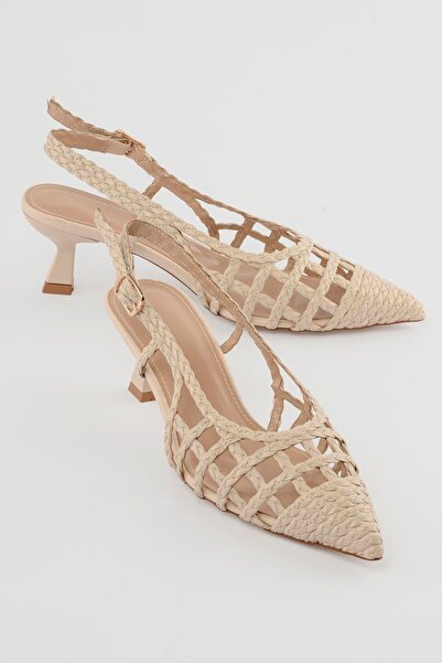 Mubiano Women's Stiletto Pointed Toe Hand Knitted Open Back Heeled Shoes Cali...