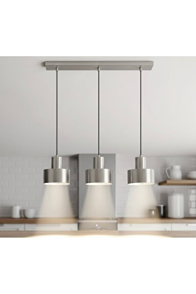 demet habek mylights Modern İnox Kaplama 3’lü Sarkıt Avize E27 Duy Metal Gövd...