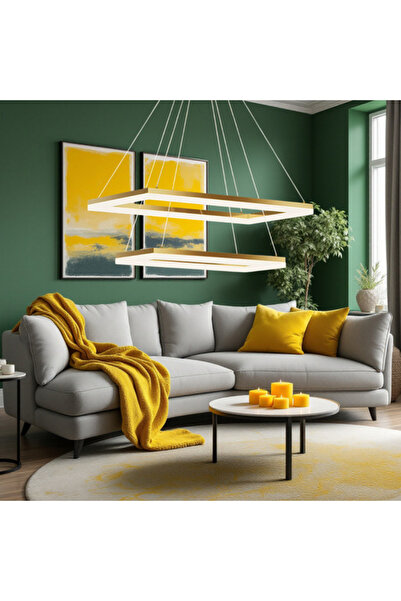 edc Lustra LED Suspendata cu 2 Elemente Rectangulare Aurii LT108 Echivalent 500W