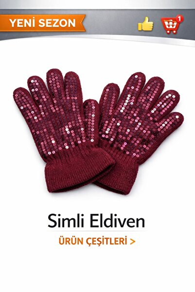 Luna Nueva Women's Sequin Gloves New Season Stylish Design Shiny Detailed Win...