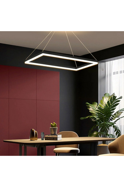 Jiju Lustra LED Suspendata 1 Element Rectangular 60X30CM Neagra Echivalent 300W