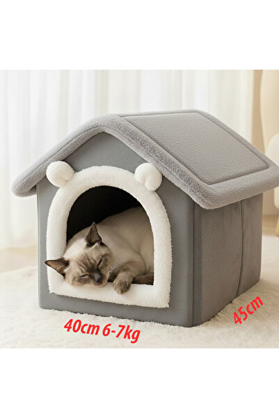 doyapet kedi evi kedi yatağı 40*45cm çıkarılabilir minder fermuarlı çatı
