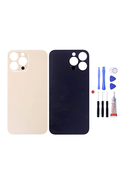 Yedcom Iphone 13 PRO MAX Gold Uyumlu Arka Kapak Arka Cam Pil Kapağı Tamir Setli