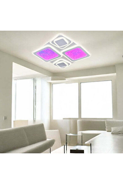 LightPlanet Lustra LED RGB SIERA 4 τετράγωνα 3 Functii Echivalent 600W Teleco...