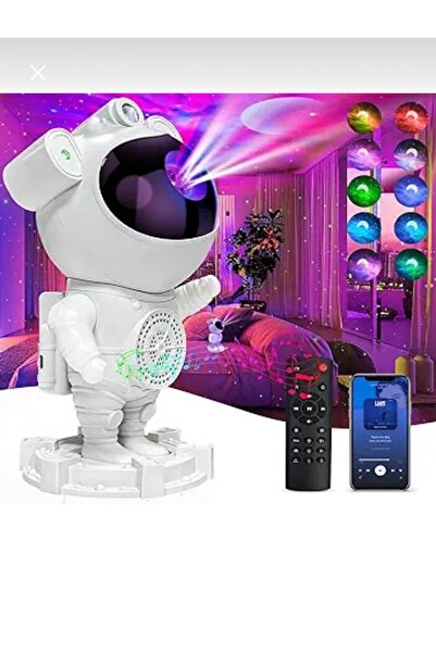 Speaker Astronot Projektör Bluetooth Bağlantılı ve Kumandalı Ambians Gece Lam...