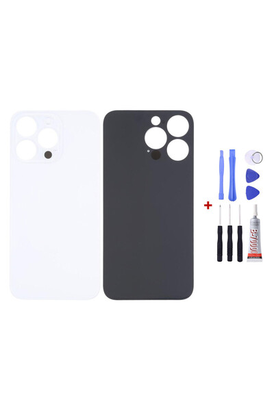 Yedcom Iphone 14 PRO MAX Beyaz Uyumlu Arka Kapak Arka Cam Pil Kapağı Tamir Setli