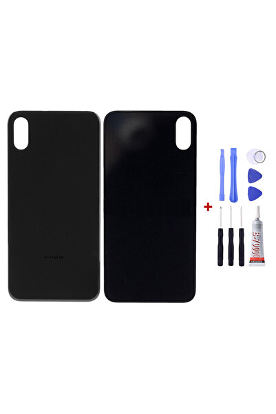 Yedcom Iphone X Siyah Uyumlu Arka Cam Kapak Pil Kapağı Tamir Set Beraber