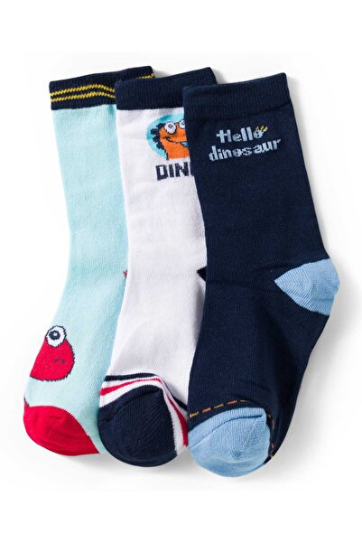 Cute Walk by Babyhug Knit Ankle Length Anti Bacterial Socks Dino Design (Pack...