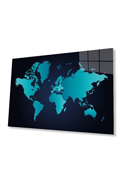 idealizbiz Harta Lumii Albastră, 4mm, Sticlă Durabilă pentru Tabel, Sticlă Te...