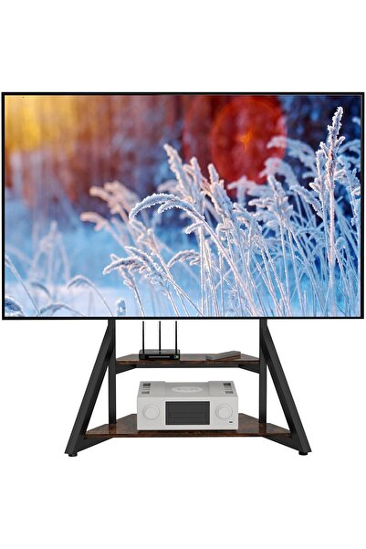 RUBIK Large Floor TV Stand for 65–100″ TVs – Heavy-Duty with Shelves, Holds 1...