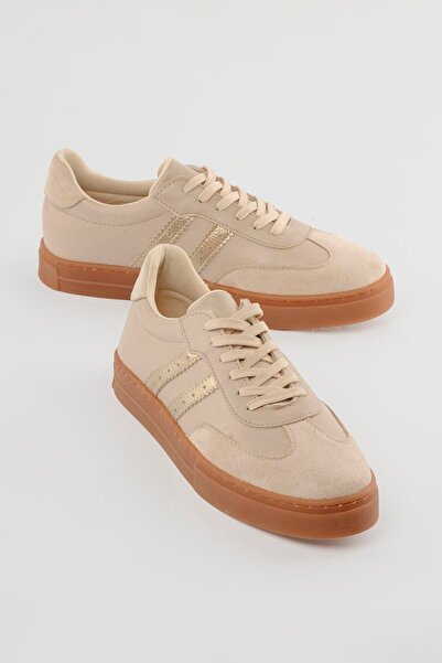 Mubiano Women's Sneaker Lace-Up Sports Shoes Leron Beige