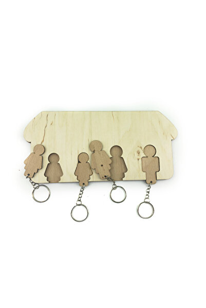 Amco Wooden key holder for families in the shape of a house, 23.5x11.5x0.6 cm