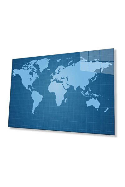 idealizbiz Harta Lumii Albastră, 4mm, Sticlă Durabilă pentru Tabel, Sticlă Te...