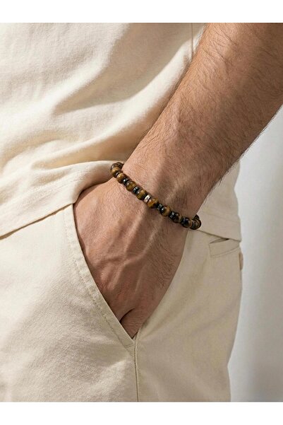 LUX CONSTANTINOPLE 925 Ayar Gümüş Doğal Kaplan Gözü ve Hematit Taşlı / Güç ve...