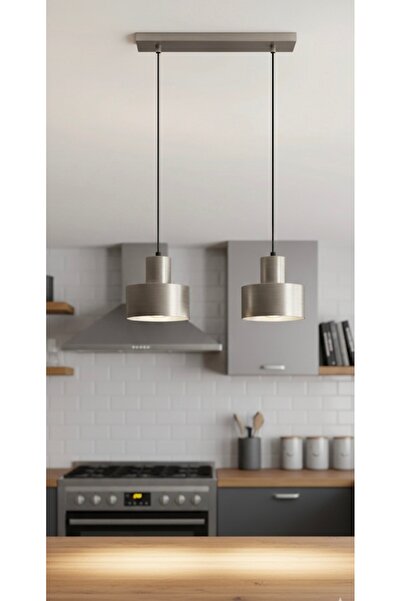 demet habek mylights İnox Kaplama 2 li İkili Sarkıt Avize E27 Duy Metal Gövde...