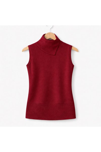 CRALİCHE Women's Sleeveless Turtleneck Knitwear Blouse Body Slim Fit Seasonal Basic
