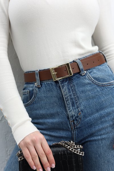 ARLIVA Wide Design Gold Plated Women's Trouser Belt, Dress Belt, Coat Belt