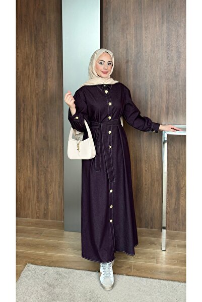 lurex moda Gold Buttoned Denim Dress