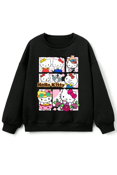 Tubinyoo Hello Kitty Printed Crew Neck 3 Thread Sweatshirt