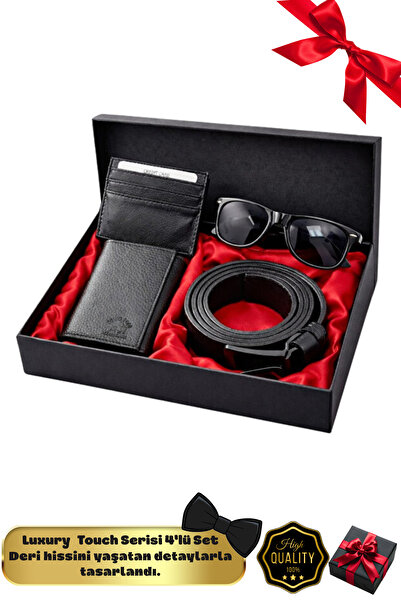 AVCA Men's Wallet, Belt, Card Holder, Boxed Gift Set, Groom's Package, Premiu...