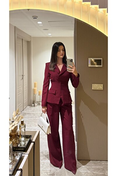 ossons Triple Corset Detailed Blazer Suit