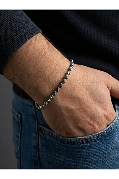 LUX CONSTANTINOPLE 925 Ayar Gümüş Hematit Taşlı Güç Bilekliği