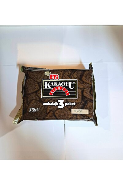 Eti kakaolu bisküvi ambalajlı 3lu paket 375g
