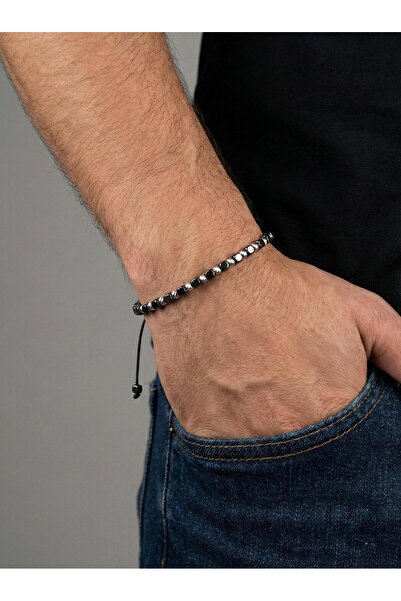 LUX CONSTANTINOPLE 925 Ayar Doğal Hematit Taşlı Gümüş Toplu Bileklik