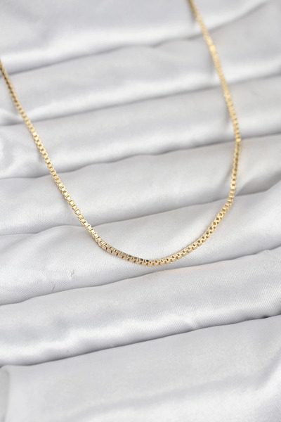 shopwave KRM CM 14K Gold Renk Kare Zincirli Model 60 cm Kadın Kolye KRM