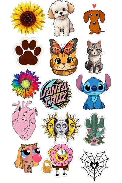 Limitless Design Colorful & Cute Mixed Sticker Set – 22X30 cm |   Animal, Flo...