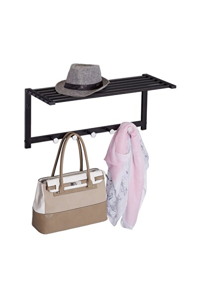 Relaxdays Wall hanger with shelf and 5 hangers, made of steel, dimensions 28 ...