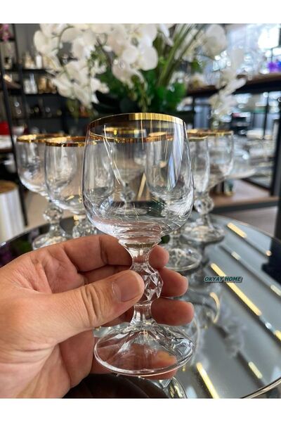 Bohemia Gerçek Yaldızlı 160cc Kristal Kahve Yanı Su Bardağı , Meşrubat Bardağ...