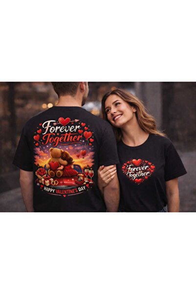 GHAND Valentine's Day Special 2-Piece T-Shirt Set Forever Together Printed Ov...