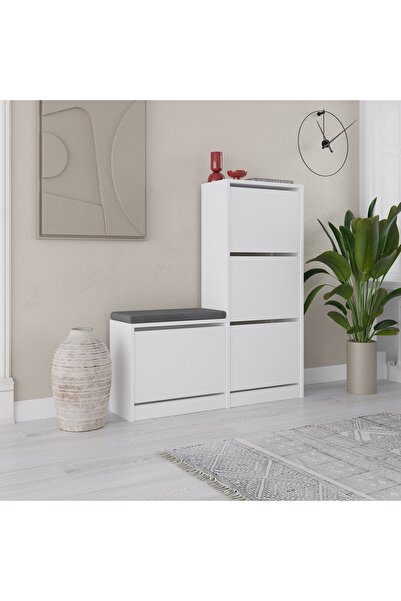 Talis Ντουλάπι παπουτσιών με πάγκο Dude Λευκό 105x118,5x26 cm
