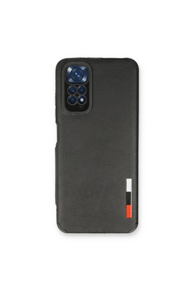 eco port حالة Redmi Note 11 من الجلد السيليكون - أسود
