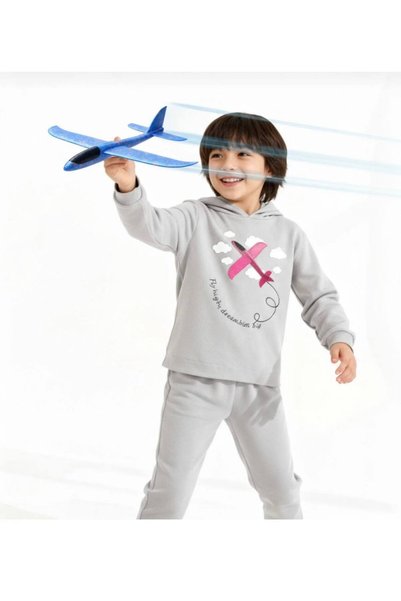 STORE35 Children's Pajama Set – Soft Fabric, Comfortable Fit |   Gift Toy Airplane Set Blue