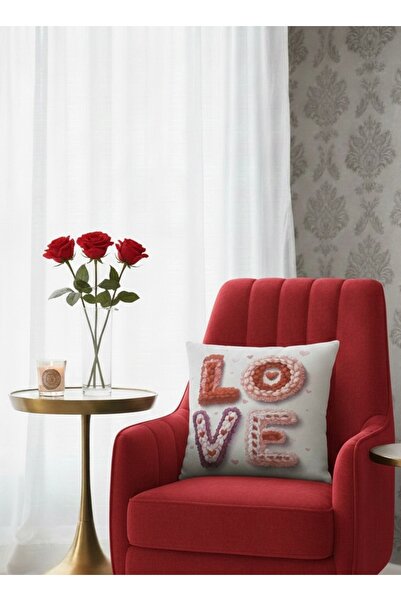 MİNOZA Digital Printed Valentine's Day Themed Decorative Throw Pillow Cover