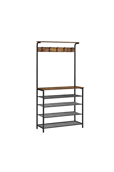 Talis Clothes rack with storage bench, Vasagle, 5 shelves, HSR408B01, Rustic ...