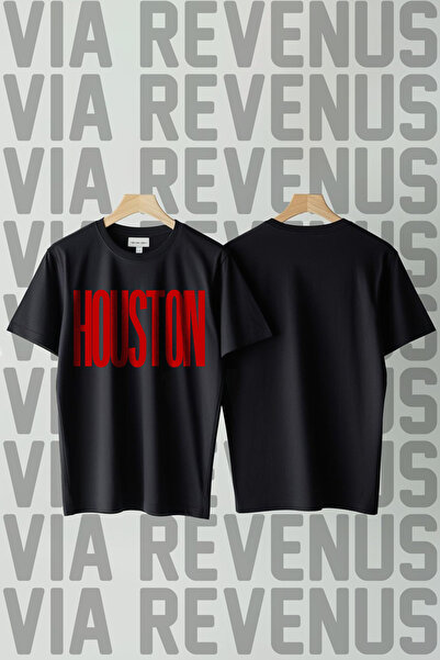 Vordevia تي شيرت هيوستن مطبوع برقبة دائرية وقصة واسعة للجنسين