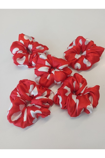 hydesing مشبك شعر سكرنشي لعيد الميلاد وحفلات الزفاف والخطوبة، أحمر اللون، 5 قطع