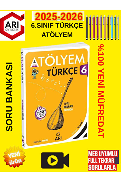 Ens Yayıncılık Arı Yayınları 2026 6.Sınıf TÜRKÇE Atölyem 100 %Yeni Müfredat S...