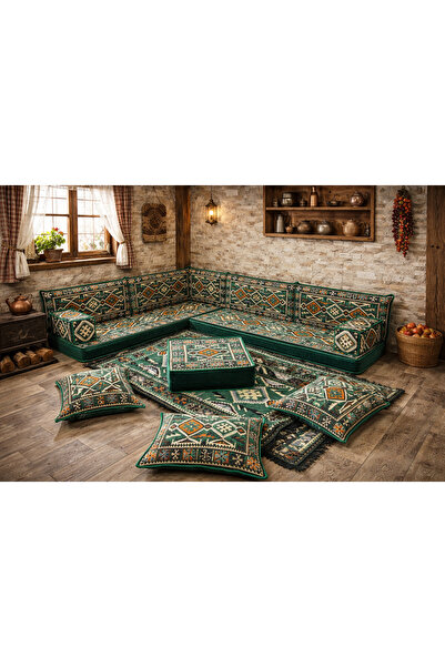 Dekor Köşe Köşe Oturma Takımı Kilim Desenli | 22 DNS Sert Sünger | Duvar Kili...