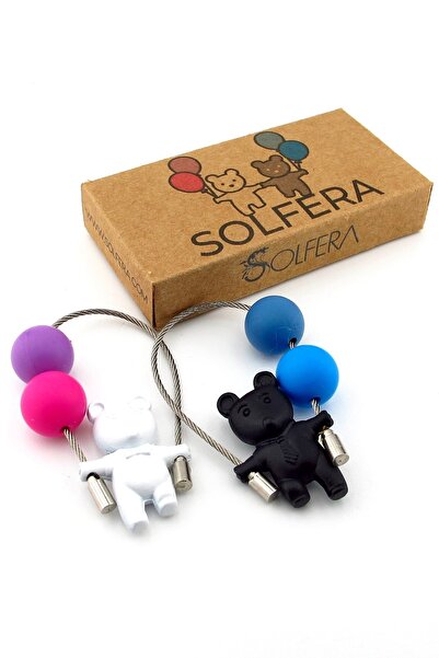 Solfera Steel Wire Lockable Black and White Teddy Bear Lover Keychain Set of ...