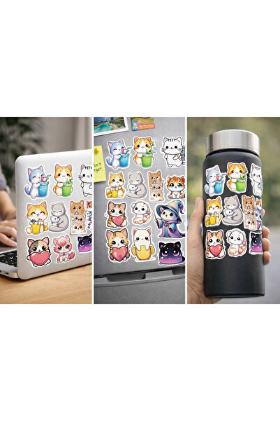 Limitless Design Sweet Cat Sticker Set – Laptop, Cabinet, Thermos