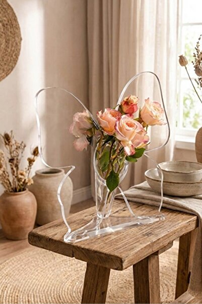 safestore Vază decorativă din plastic transparent în formă de fluture – Preze...