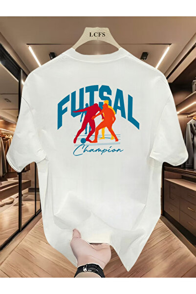 ALEYZA MODA Fustal printed oversize women's/men's unisex white t-shirt