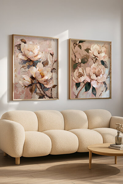 STARYUNA Wooden Framed Pastel Flower Themed Double Painting Set Yuna529