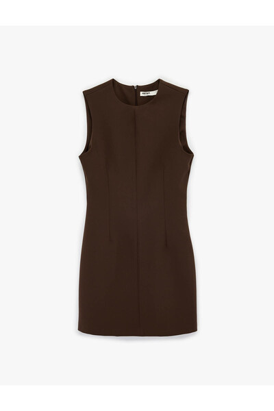 Koton Rochie mini pentru femei, fără mâneci, cu decolteu tip crew, în linie A...