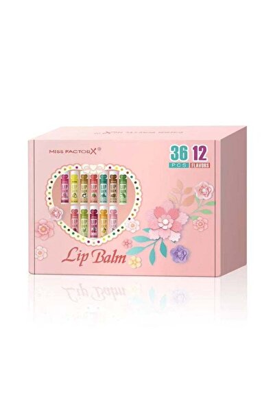BLOOMING TIME مجموعة هدايا مرطب الشفاه من ميس فاكتور إكس - 36 قطعة، 12 نكهة ف...